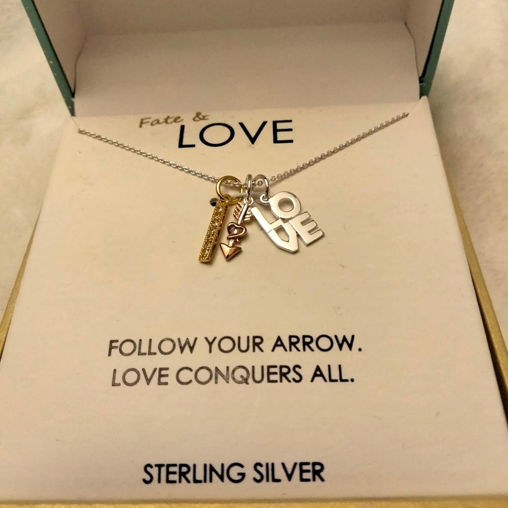 Sterling Silver necklace & Love pendant.  New